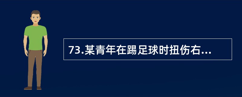 73.某青年在踢足球时扭伤右膝关节，疼痛、肿胀；经过休息后好转，能正常上班，但游泳时疼痛明显，3个月后经常出现交锁、弹响，肌肉萎缩。可能的诊断是（）