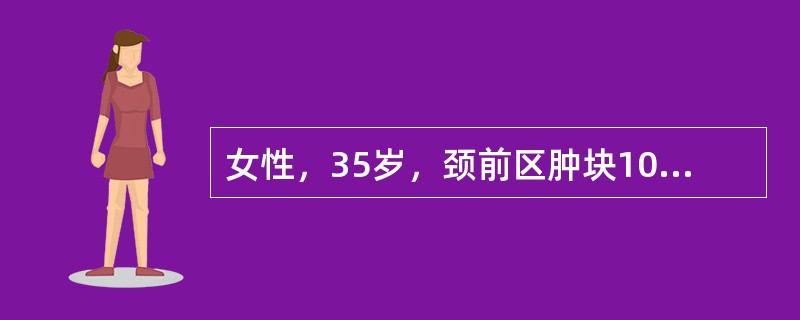 女性，35岁，颈前区肿块10年，近年来出汗、心悸，渐感呼吸困难。体检：晨起心率104次／分，BP120／60mmHg，无突眼，甲状腺肿大，结节状，心电图示窦性心律不齐。<br />确诊主要