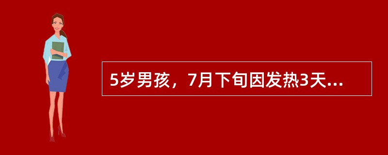 5岁男孩，7月下旬因发热3天，呕吐8次，抽搐6次，神志不清入院。体检：体温41℃，昏迷状，压眶无反应，面色苍白，呼吸每分钟25次，心率每分钟136次，两肺可闻及痰鸣音，颈有抵抗，克氏征、布氏征均阳性，