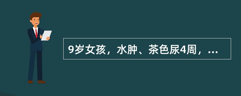 9岁女孩，水肿、茶色尿4周，近3天尿量进行性减少，今日出现无尿。测BP140／90mmHg，尿常规PRO+，RBC满视野，血BUN47.5mmol／L，血钾6.18mmol／L。该患儿最可能的诊断是（