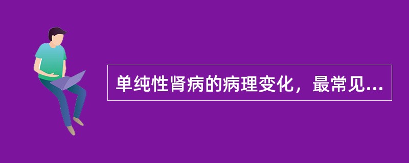 单纯性肾病的病理变化，最常见者为