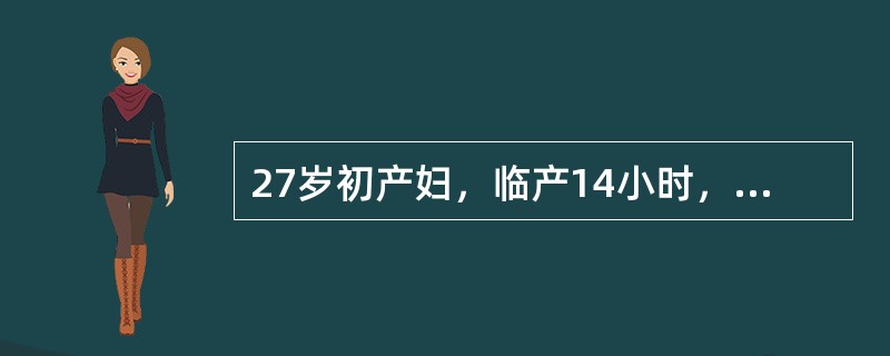 27岁初产妇，临产14小时，宫缩40秒2～3分，胎心100次分，阴道检查宫口开全，膜破，枕左前位，儿头“S+2”，羊水黄绿，最合适的处理方法是（）