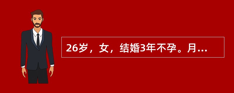 26岁，女，结婚3年不孕。月经周期不规则，刮宫组织学表明为有排卵的子宫内膜，应是（）