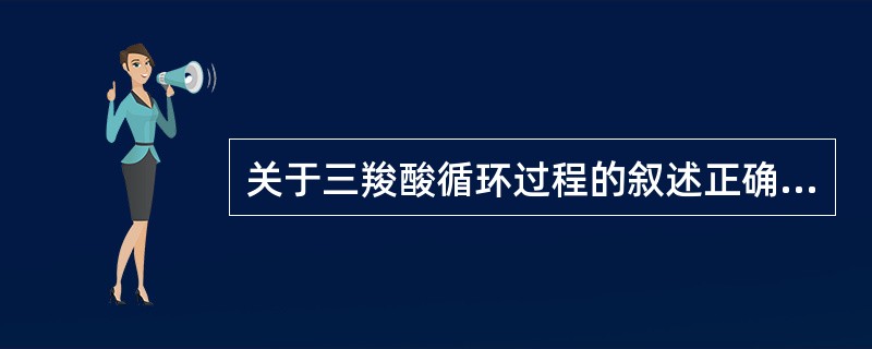 关于三羧酸循环过程的叙述正确的是（）