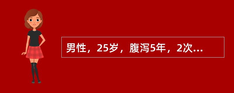 男性，25岁，腹泻5年，2次／日，伴里急后重感，偶有便血，无发热，粪细菌培养阴性。肠镜检查：乙状结肠血管纹理不清，黏膜颗粒状，轻触易出血。下列可能的诊断是()