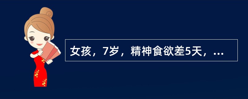 女孩，7岁，精神食欲差5天，恶心伴呕吐3天，尿黄2天入院。入院查体：神志清楚，皮肤巩膜轻度黄疸，心肺（-），腹部平软，肝肋下3cm、脾肋下1cm，移动性浊音（-）。最可能的诊断是（）