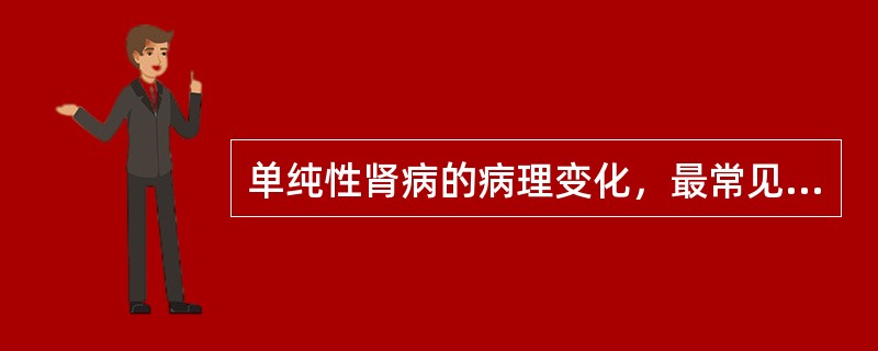 单纯性肾病的病理变化，最常见为（）