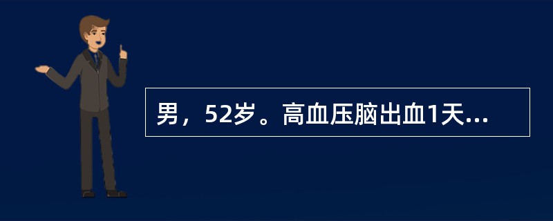 男，52岁。高血压脑出血1天入院。浅昏迷状态，生命体征尚可，心肾功能良好，脑CT示颞叶出血约50ml。最合适的治疗是