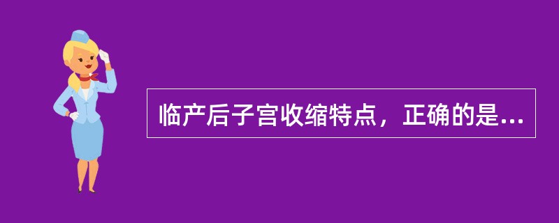 临产后子宫收缩特点，正确的是（）