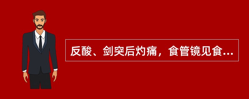 反酸、剑突后灼痛，食管镜见食管下段黏膜充血糜烂，为（）