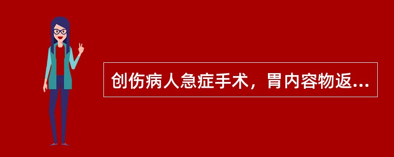 创伤病人急症手术，胃内容物返流发生率约（）