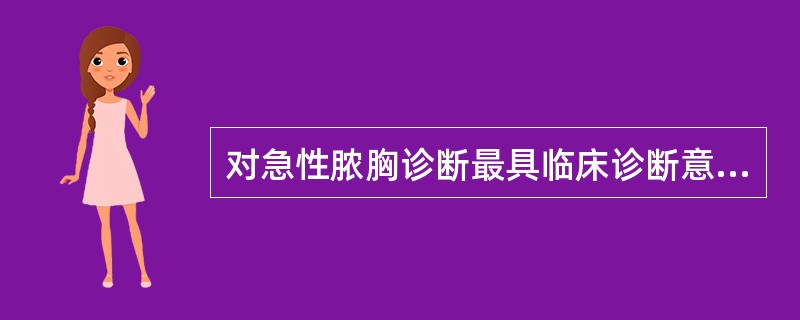 对急性脓胸诊断最具临床诊断意义的方法是（）