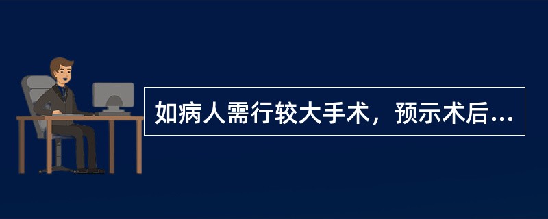 如病人需行较大手术，预示术后可能出现呼吸功能不全的情况有