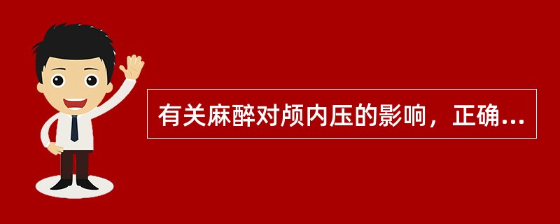 有关麻醉对颅内压的影响，正确叙述是