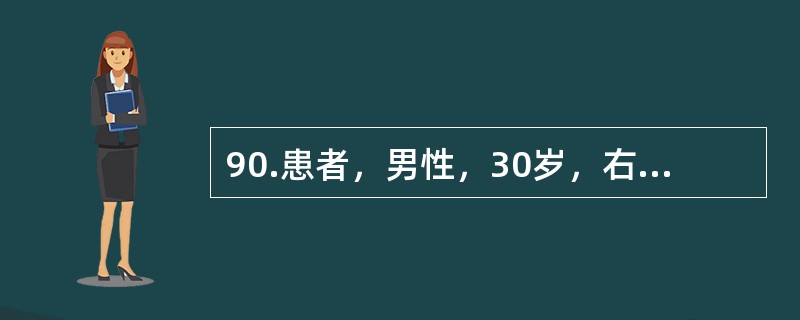 90.患者，男性，30岁，右上睑局部红肿、眼痛2周，伴发热及右眼球突出3天。检查：右眼视力0，体温：39℃，右上睑外侧可见局部红肿及硬结，明显压痛，眼睑水肿，右眼球突出，球结膜高度充血水肿，眼球各方向