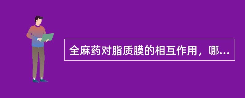 全麻药对脂质膜的相互作用，哪项是正确的（）