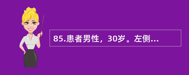 85.患者男性，30岁。左侧胸痛4个月，下肢无力2个月。神经系统查体：左下肢肌力4级，右下肢肌力5级（-）。右侧T10以下痛温觉消失，左侧减退。T4水平痛觉过敏。左侧巴氏征阳性考虑诊断为（）