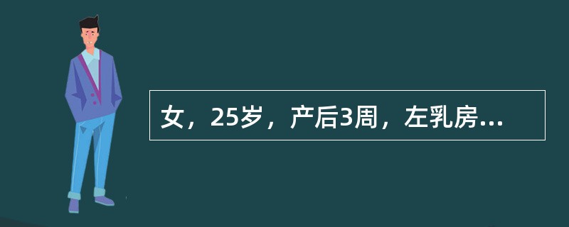 女，25岁，产后3周，左乳房胀痛，伴发热。查左乳房内上象限压痛，有波动感。确诊应先做