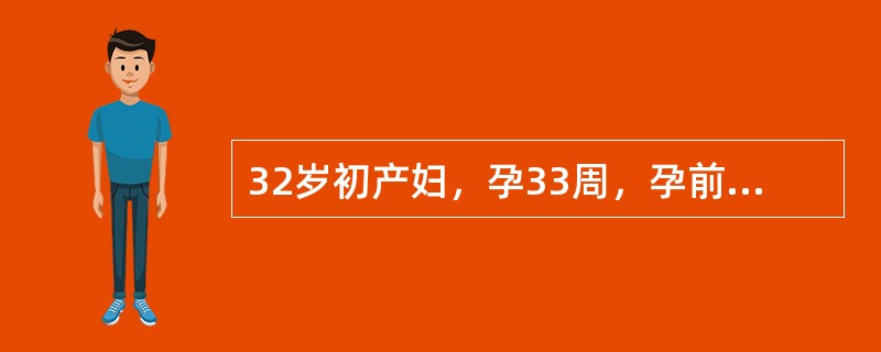 32岁初产妇，孕33周，孕前血压正常，因近2天偶感头晕就诊，测血压180115mmHg，尿蛋白（+++）。诊断考虑为