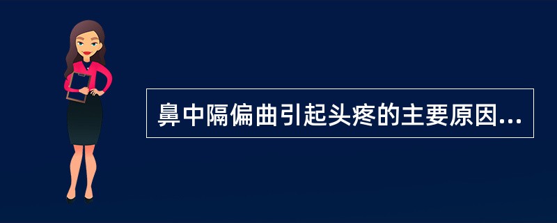 鼻中隔偏曲引起头疼的主要原因是：