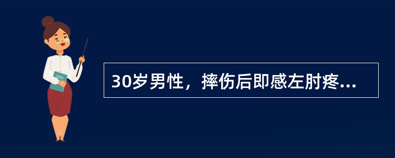 30岁男性，摔伤后即感左肘疼痛、肿胀，不能活动，查体左肘关节固定于半伸直位，尺骨鹰嘴突出于肘后，肘部三点关系改变，最可能的诊断是（）