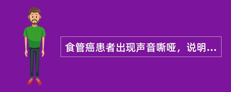 食管癌患者出现声音嘶哑，说明肿瘤侵及