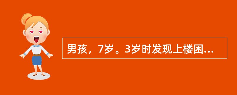 男孩，7岁。3岁时发现上楼困难，走路无力，易跌倒。小腿腓肠肌假性肥大，智商80，血清CPK高达1200U。下列哪点不是其主要临床特点（）