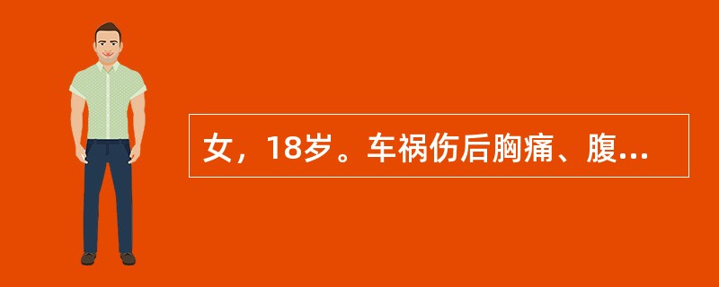 女，18岁。车祸伤后胸痛、腹痛、呼吸困难3小时急诊入院。体检：左下胸壁塌陷、压痛，可扪及皮下气肿，左上腹压痛、反跳痛。胸片示左侧血气胸并膈疝。首先应考虑下列哪项诊断