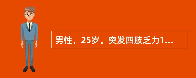 男性，25岁。突发四肢乏力1天，双下肢明显，发病前有饮酒史，既往曾发作2次，每次发作腰穿查脑脊液常规、生化无异常发现。体检：四肢肌力减低，肌张力下降，腱反射消失，感觉正常，最可能的诊断为