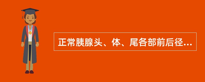 正常胰腺头、体、尾各部前后径的超声测值为（单位：cm）