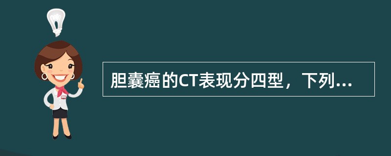 胆囊癌的CT表现分四型，下列哪型是错误的（）