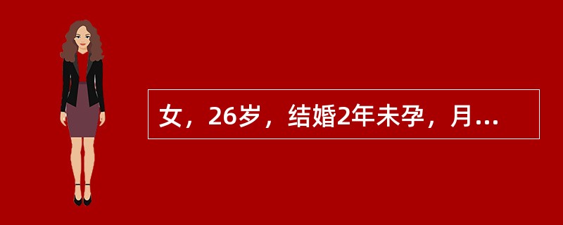 女，26岁，结婚2年未孕，月经正常，激素测定未见异常，输卵管通畅试验正常。目前首选哪项检查