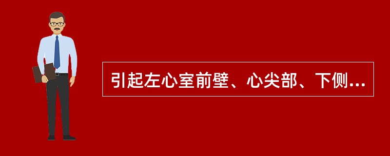 引起左心室前壁、心尖部、下侧壁、前间隔和二尖瓣前乳头肌梗死见于