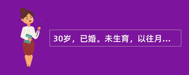 30岁，已婚。未生育，以往月经规则，现停经42天，少量阴道出血3天，伴下腹痛。妇科检查：阴道少量血迹，宫颈轻度糜烂，宫口闭，轻度举痛，子宫中位，正常大小，左附件见一肿块，直径3cm，轻压痛，右附件阴性