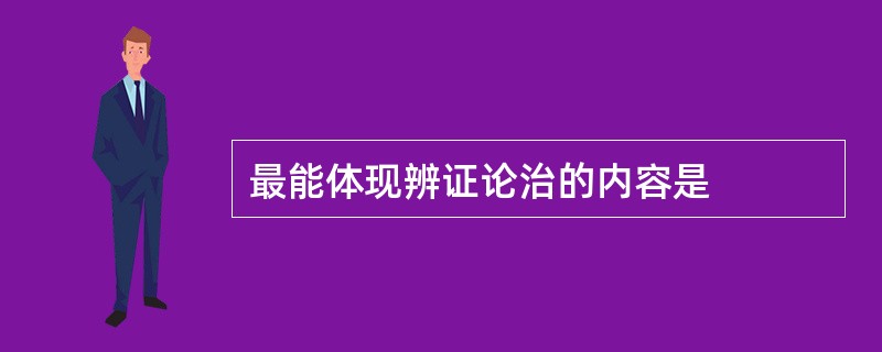 最能体现辨证论治的内容是