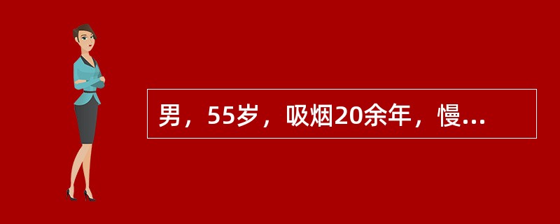 男，55岁，吸烟20余年，慢性咳嗽，咳痰15年。近2年来劳累时有气急。查体：两肺呼吸音减弱，肺下界下移，两肺底有细小湿啰音。最可能的诊断是