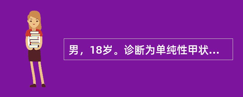 男，18岁。诊断为单纯性甲状腺肿，无其他症状，治疗应首先考虑