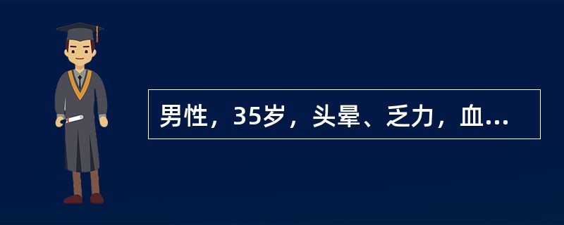 男性，35岁，头晕、乏力，血压160/100mmHg，无水肿，血红蛋白80g/L，尿比重012，尿蛋白（+），颗粒管型0～1个/HP，血BUN20mmol/L，可能性最大的诊断是（）