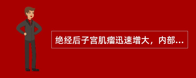 绝经后子宫肌瘤迅速增大，内部回声不均匀，边界不规则，应考虑为