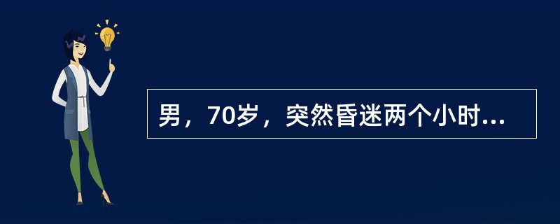 男，70岁，突然昏迷两个小时，发病前一直按高血压治疗，CT示右侧内外囊间呈椭圆形高密度，CT值为70HU，诊断为（）