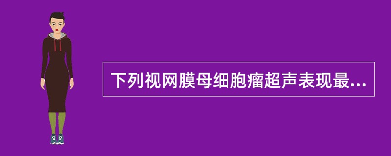 下列视网膜母细胞瘤超声表现最有特征性的是