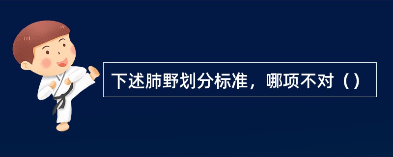 下述肺野划分标准，哪项不对（）