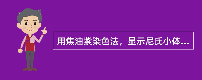 用焦油紫染色法，显示尼氏小体的颜色是