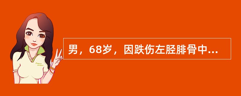 男，68岁，因跌伤左胫腓骨中下段横形骨折，经手法整复，达功能复位，给予管型石膏外固定，4个月后拍片复查，骨折线清晰，未见明显骨痂生长，其最主要的原因是