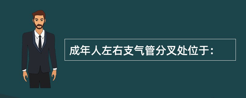 成年人左右支气管分叉处位于：