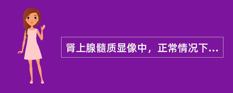 肾上腺髓质显像中，正常情况下，大多数正常人肾上腺髓质显影，右侧高于左侧，右侧略浓于左侧，少数人不显影。