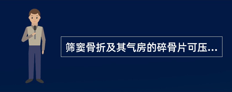 筛窦骨折及其气房的碎骨片可压迫视神经球后段，后组筛窦气房破裂可损伤视神经管出现：