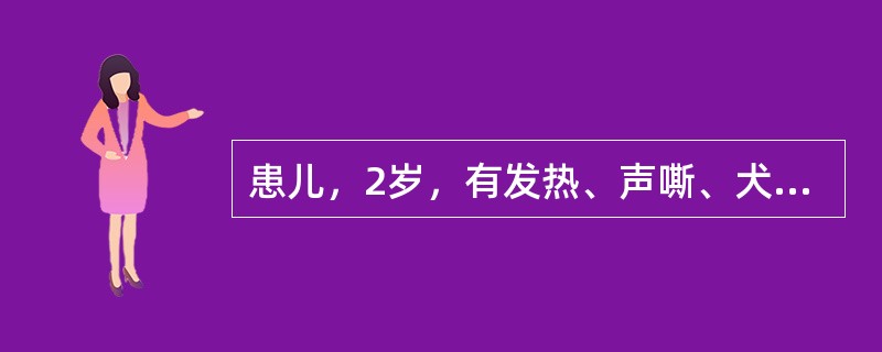 患儿，2岁，有发热、声嘶、犬吠样咳嗽、吸气性喉喘鸣和吸气性呼吸困难等症状。应首先考虑的诊断是：