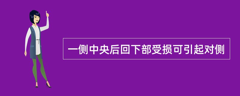 一侧中央后回下部受损可引起对侧