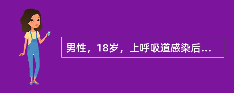 男性，18岁，上呼吸道感染后2天出现血尿，尿常规蛋白阴性、尿红细胞满视野。提示：患者24小时蛋白定量为0.38g／24h。提问：如何治疗